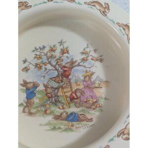 Vintage Signed Barbara Vernon Royal Doulton Bunnykins Apple Picking Baby Bowl